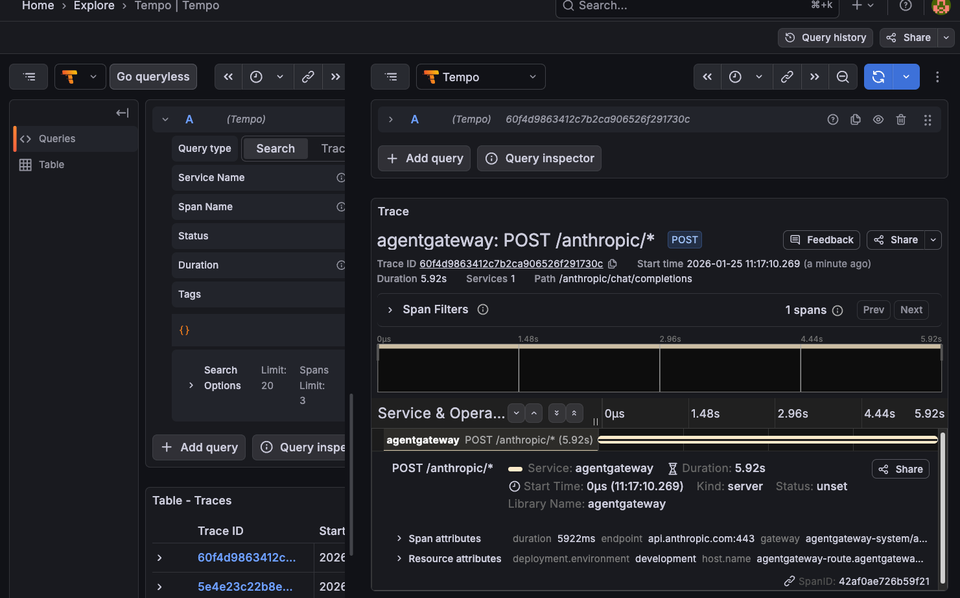 Tracing AI Traffic with OpenTelemetry and Agentgateway